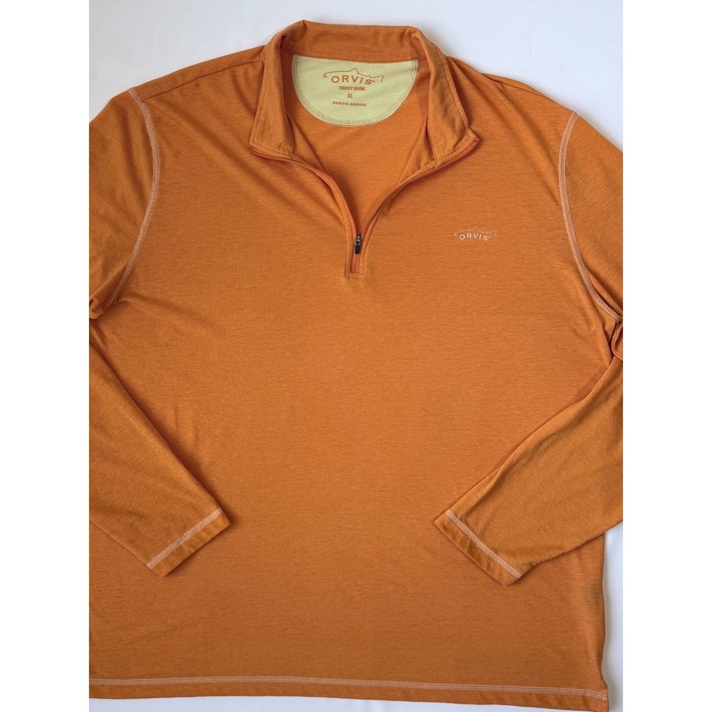 Orvis Trout Bum Men's XL Orange 1/4 Zip Pullover Long Sleeve Fishing Outdoor